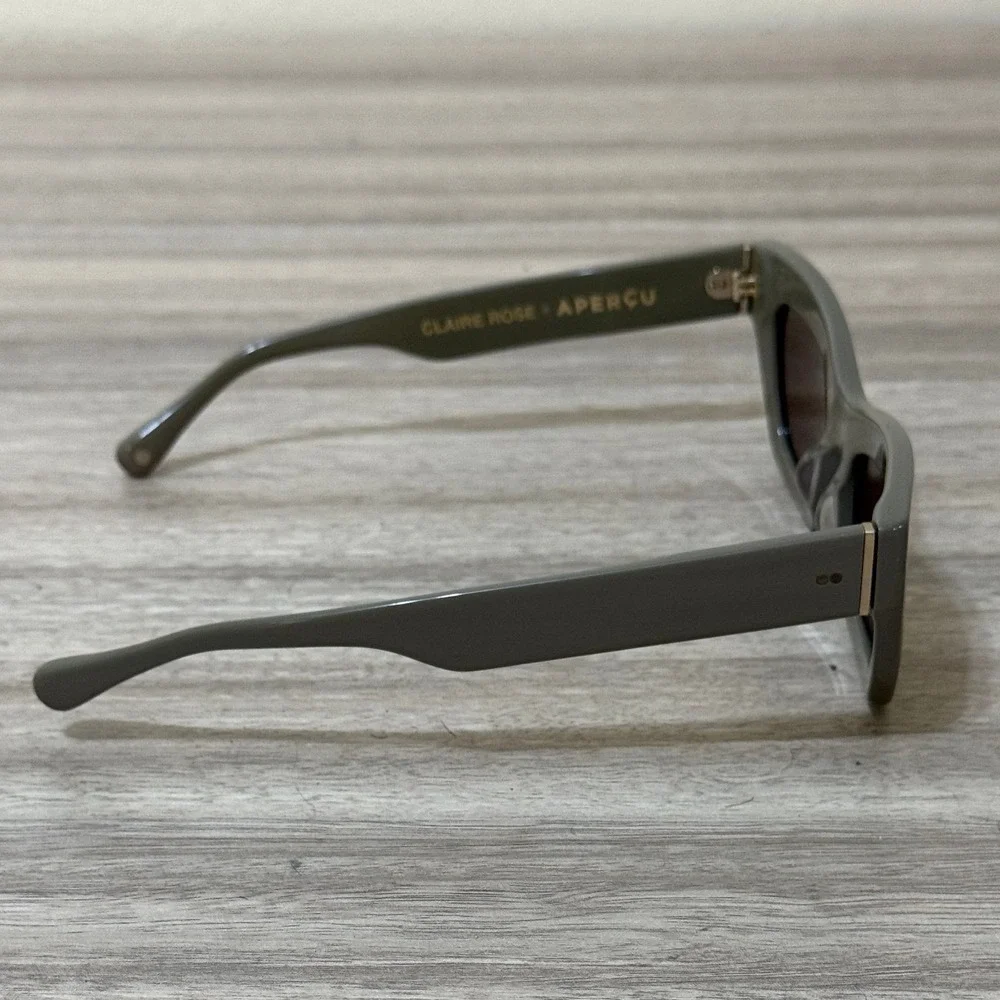 Claire Rose x Apercu Women Sunglasses Rio First Edition Grey Olive Cat Eye Chic - Picture 5 of 8